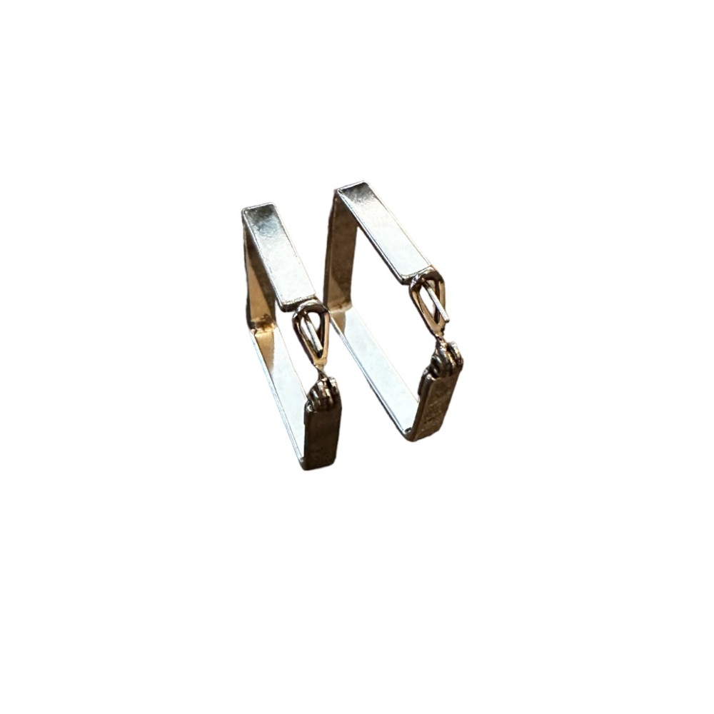 Vintage Monet Silver Square Hoop Earrings, 1” square - Picture 3 of 5